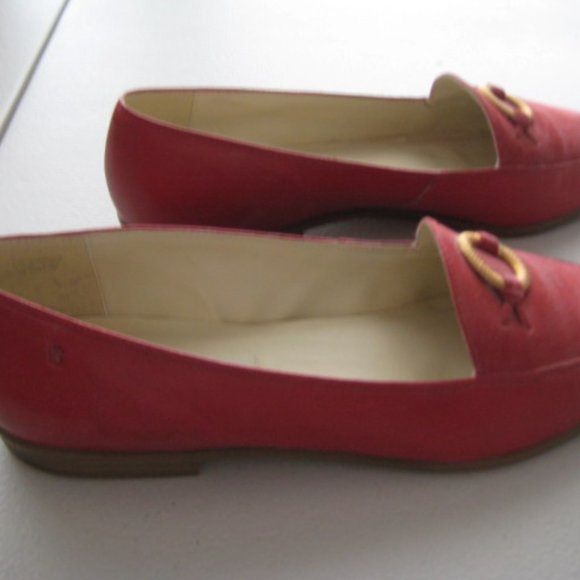 Etienne Aigner Red Loafers with Gold Accent - Picture 3 of 4